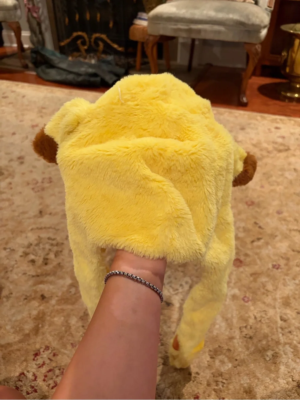 Yellow Plush Pikachu-Style Pet Headband hat with pump to move ears EUC collect